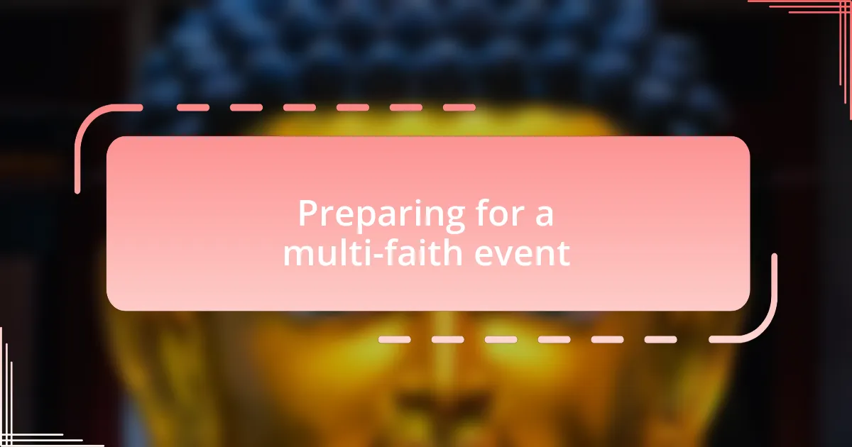 Preparing for a multi-faith event